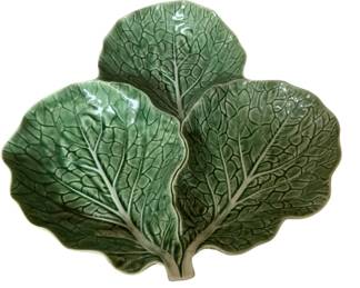 1251 - Vintage Bordallo Pinheiro 3 Cabbage Leaf Tray (Description): made in Portugal 2 x 13.5 x 13.5