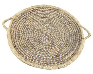 8531 - Three Hands Water Hyacinth Tray (Description): 31.5 x 31.5 x 3.75