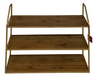 2713 - Three Hands Metal/Wood Wall Shelf Storage (Description): 20.25 x 8 x 23.75