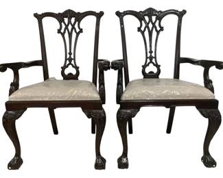 4069 - Pair Alden Home Chippendale Arm Chairs (Description): 42 x 22 x 26