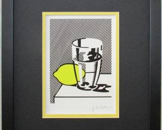 9091 - Lemon and Glass Still Life by Roy Lichtenstein (Description): 13.75 x 16.25
