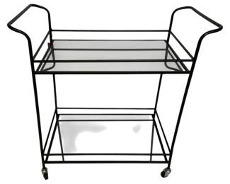 2687 - Three Hands Metal/Glass Serving Cart (Description): 29.75 x 15.75 x 30.75