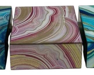 2532 - 3 Three Hands Decorative Storage Boxes (Description): 4.25 x 4.25 x 3.25