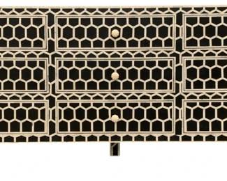 4183 - Chelsea House Inlaid 9 Drawer Console (Description): 34 x 75 x 19