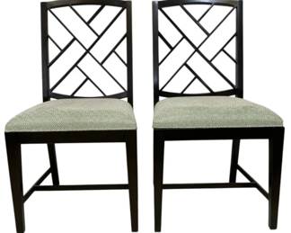 4054 - Pair Alden Home Fretwork Dining Chairs (Description): 40 x 20 x 19