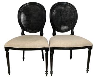 4055 - Pair Alden Home Provencal Cane Back Chairs (Description): 40 x 24 x 20