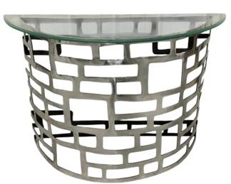 4115 - Elk Home Demilune Metal Table, Glass Top (Description): beveled glass, 47 x 18 x 31
