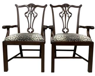 4040 - Pair Alden Home Devlin Arm Chairs (Description): animal print seats, 40 x 25 x 22