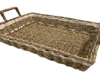 8566 - Three Hands Seagrass Tray w/ Handles (Description): 15.75 x 11.75 x 2.25