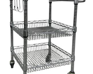 4089 - Metal Rolling Utility Kitchen Cart, Wood Top (Description): 34 x 23 x 21