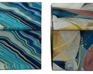 2528 - 2 Three Hands Decorative Storage Boxes (Description): 4 x 3.5 x 4