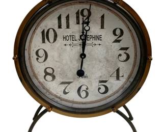 2616 - Three Hands Hotel Josephine Clock - 25 x 21 x 5 (Description): Electric/electronic/mechanical item. No guarantee all components, untested.