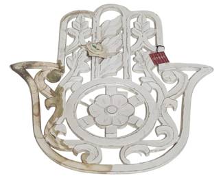 2751 - Three Hands Wall Carved Decor, stained (Description): 28 x 25