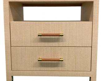 4276 - Worlds Away Hancock 2 Drawer Side Table (Description): 32 x 32 x 20, Retail $2666, Two-drawer side table with rattan wrapped handles in natural grasscloth.