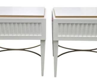 7016 - Alden Home Pair 1 Drawer End Tables (Description): soft close drawers, gold accents