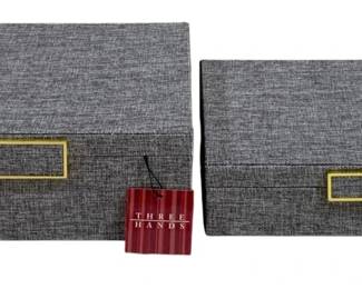 2607 - 2 Three Hands Decorative Storage Boxes (Description): 10.25 x 8 x 4