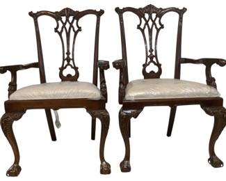 4071 - Pair Alden Home Chippendale Arm Chairs (Description): 43 x 24 x 23