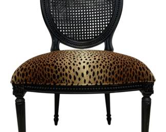 4045 - Alden Home Provencal Cane Back Chair (Description): Exotic Upholstery, 40 x 20 x 24