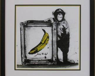 9016 - Monkey with Banana Painting by Banksy (Description): 21.5 X 22