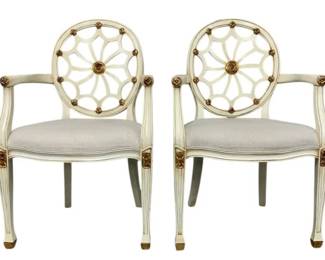 4041 - Pair Alden Home Spider Arm Chairs (Description): 39 x 25 x 22