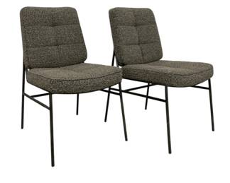 4012 - Pair Elk Upholstered Metal Frame Chairs (Description): 35 x 19 x 23