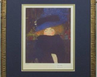 9048 - Lady w/ Feather Hat and Boa print by Gustav Klimt (Description): 15.5 X 18