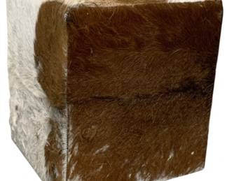 4118 - Cowhide Accent Stool, Some Hair Loss (Description): 18 x 16 x 16