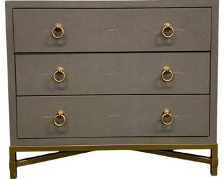 4277 - Essentials For Living Strand Shagreen Chest (Description): Gray Shagreen 3 Drawer Nightstand, 30 x 35 x 19