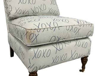 4119 - Klaussner Accent Armless Chair on Casters (Description): some staining, 35 x 25 x 31
