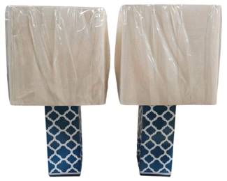 446 - Pair of Chelsea House Chesterton Table Lamps (Description): 32.5" tall - Shade is 15.5" square Electric/electronic/mechanical item - No guarantee all components, untested.