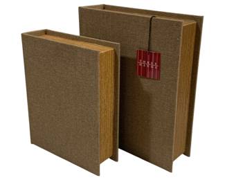 2632 - 2 Three Hands Decorative Book Storage Boxes (Description): 10.25 x 12 x 3