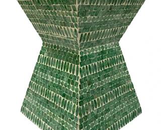 8517 - Three Hands Woodside Table w/ Capiz (Description): 13.8 x 13.8 x 18.9