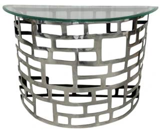 4116 - Elk Home Demilune Metal Table, Glass Top (Description): beveled glass, 47 x 18 x 31
