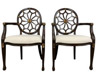4042 - Pair Alden Home Spider Arm Chairs (Description): 38 x 24 x 20