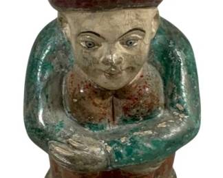 2397 - Gnome Statue 13.5" tall (Description): A decorative gnome statue standing 13.5 inches tall. The figure depicts a gnome in a characteristic pointed hat, standing in a classic pose. The statue features polychrome painted decoration.