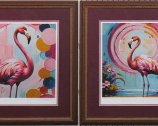 9014 - Flamingo I & Flamingo II Numbered Ltd Ed Prints by (Description): 22.5 X 23.5