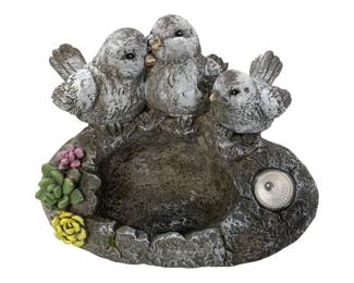 8529 - Three Hands Bird Planter w/ Solar (Description): 16 x 8.75 x 12.75 Used as is electric/electronic/mechanical item. No guarantee all components, untested.