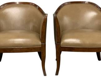 4129 - Pair Alden Home Bergere Arm Chairs (Description): 31 x 28 x 28