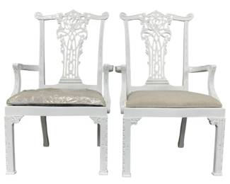 4038 - Pair Alden Home Ribbon Arm Chairs (Description): 43 x 26 x 22