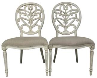 4057 - Pair Alden Home Honeysuckle Chairs (Description): 42 x 21 x 22, upholstery slightly different