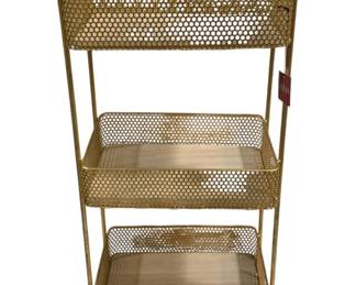 2676 - Three Hands Metal Rolling Shelf Stand (Description): 34 x 15.25 x 10.75