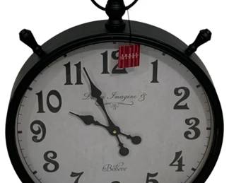2737 - Three Hands Wall Clock Decor (Description): 25.75 x 19.5 Electric/electronic/mechanical item - No guarantee all components, untested.