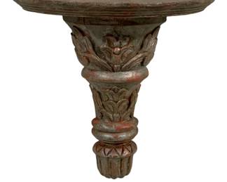 2407 - Carved Wood Wall Shelf 12"x13.5"x5" (Description): A carved wood wall shelf featuring decorative carved details. The shelf measures 12 inches wide by 13.5 inches tall by 5 inches deep.