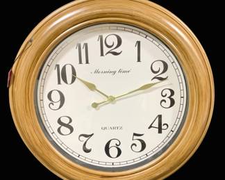 2615 - Three Hands Quartz Morning Time Wall Clock (Description): Electric/electronic/mechanical item. No guarantee all components, untested. 24" Round