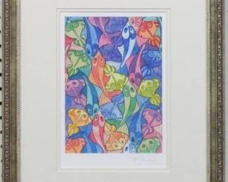 9089 - Sea Creature Tessellation by MC Escher (Description): 16.5 X 17.5