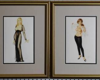 9062 - Set of 2 Pin Up Girls by Alberto Vargas (Description): 19 X 15