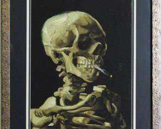 9011 - Skeleton Smoking Cigar Giclee by Vincent Van Gogh (Description): 22 X 26