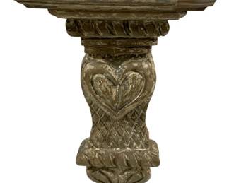 2385 - Wall Corbel Shelf 8.5"x7.5"x12.5" (Description): Decorative carved shelf featuring ornate detailing including a heart motif and lattice pattern. Measures 8 1/2" x 7 1/2" x 12.5".