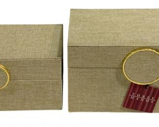 2606 - 2 Three Hands Decorative Storage Boxes (Description): 9.5 x 6.5 x 5.25