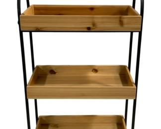 2675 - Three Hands Metal/Wood Shelf Stand (Description): 31.5 x 16.5 x 8.5